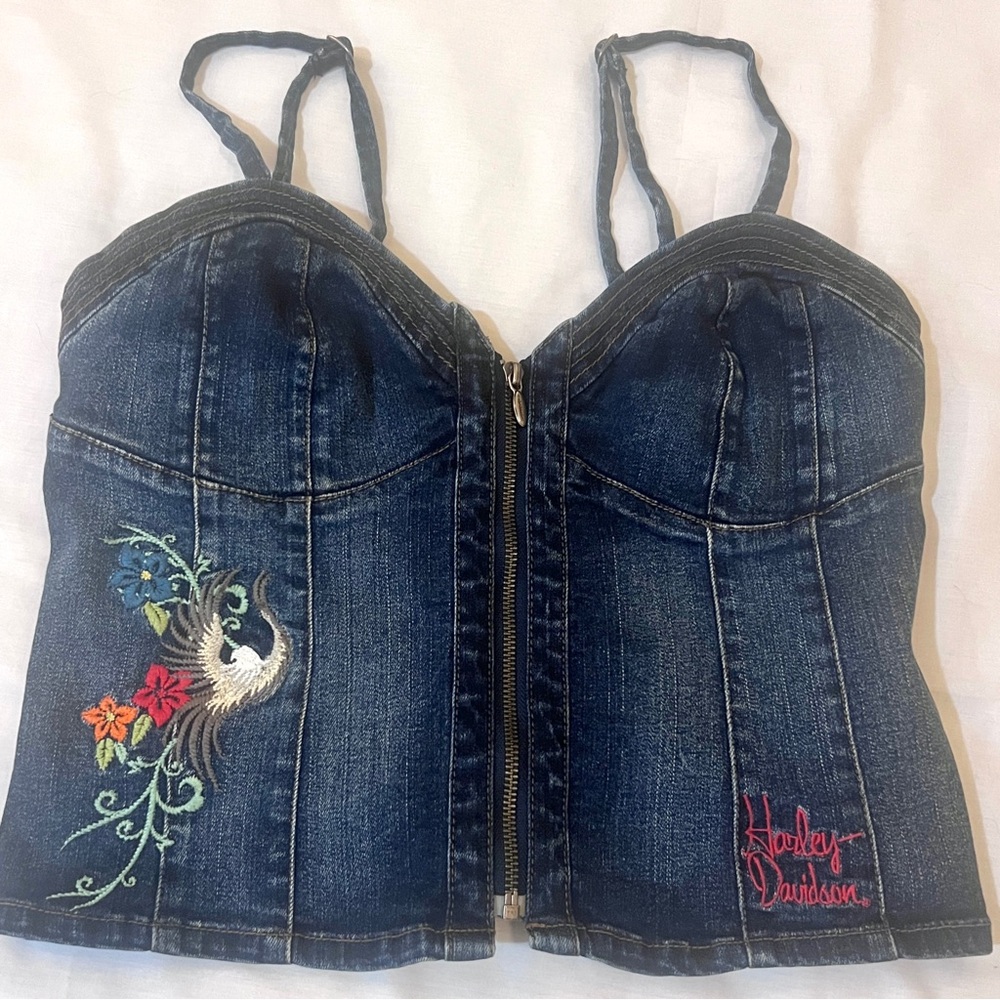 Harley Davidson Women’s Lace Up Back Corset Top Sz Medium EUC